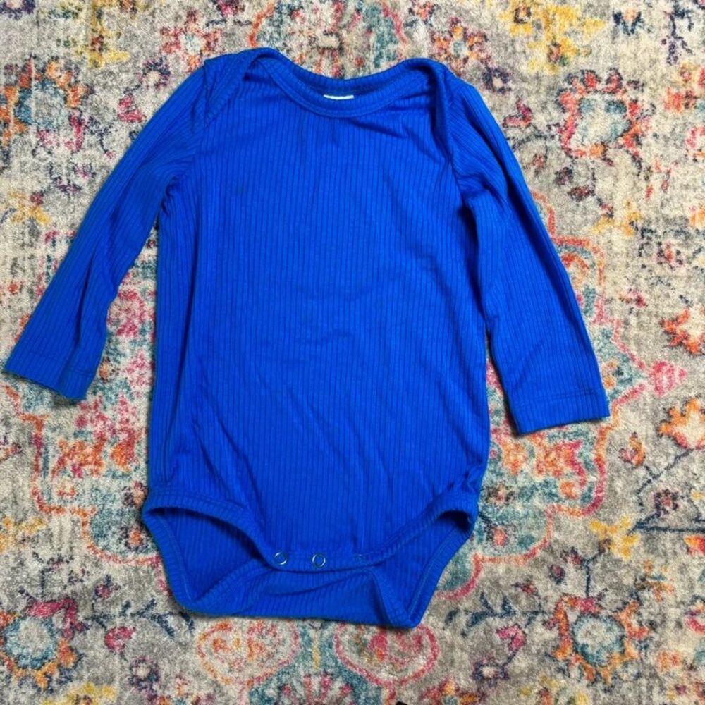 Kate Quinn 3-6M Blue Modal Ribbed Long Sleeve Bodysuit